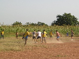 Football match between the Swiss and the Burkinabe people