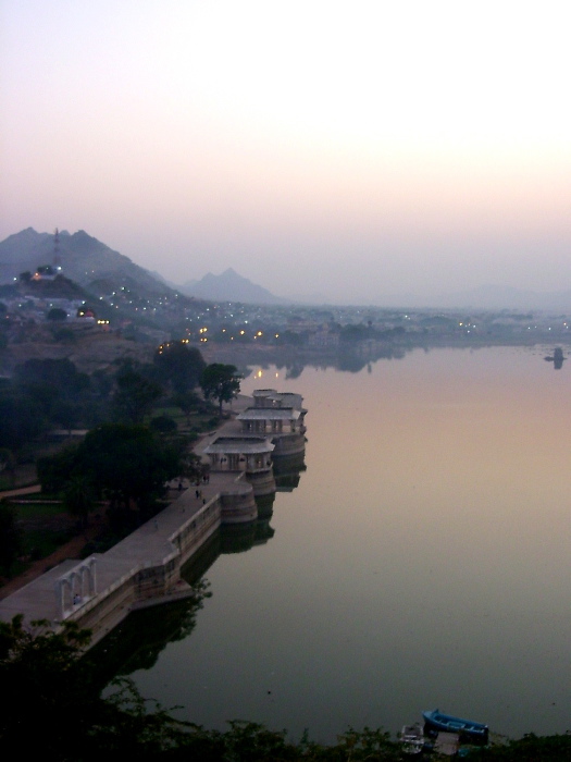 The lake side at sunset