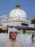 Thimo in front of a pavilion