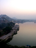 The lake side at sunset