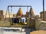 Lilia & Emilie in front of the towers of a temple