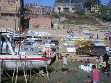 Clothes drying on a ghat