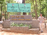 Thimo in front of the entry gate to the park