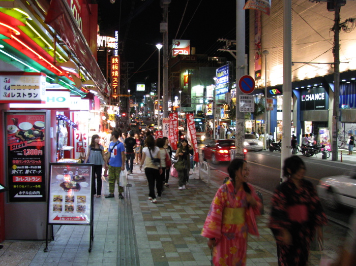 Lively street by night