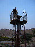 Manuel on a metallic tower